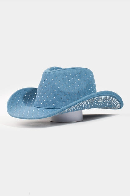 Kacey Light Denim Rhinestone Cowgirl Hat