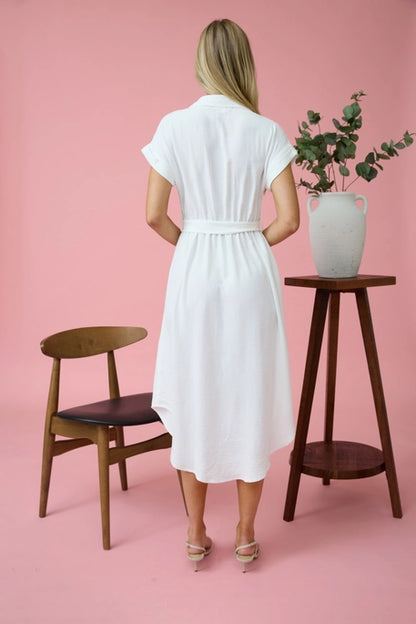 Tasha Creme Midi Belt Dress