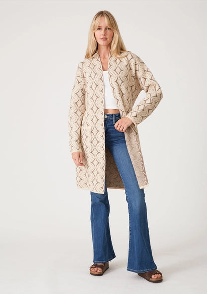 Western Jacquard Belted Cardigan