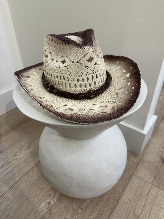 Tina Creme Beaded Western Hat