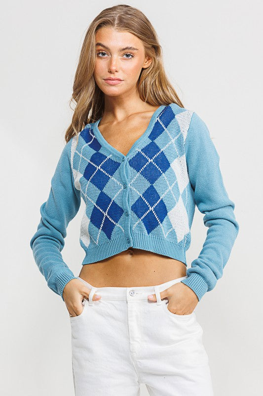 Charlotte Blue V-Neck Cardigan