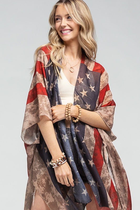 Vintage USA Flag Kimono