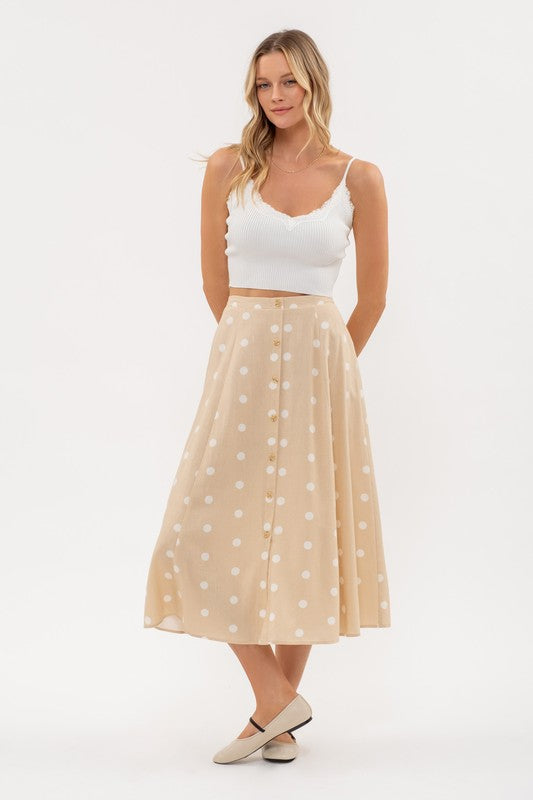 Polka Dot Skirt in Nude