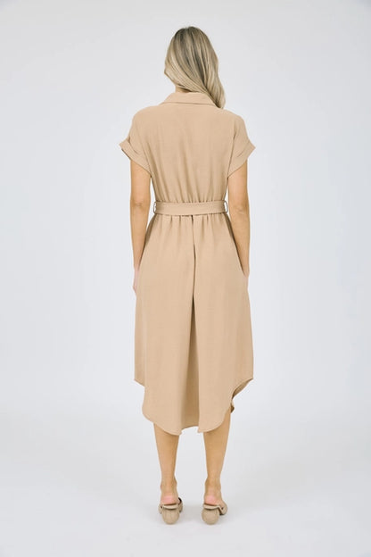 Tasha Tan Midi Belt Dress