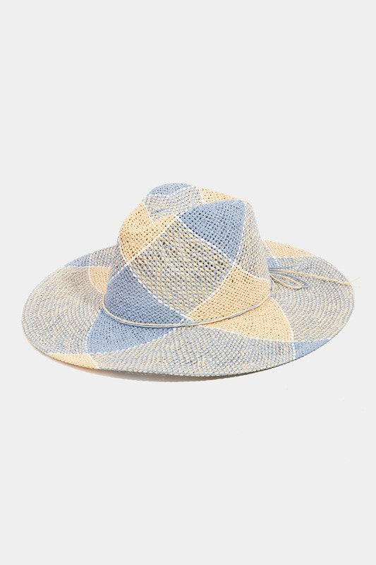 Creme Weave Hat in Blue