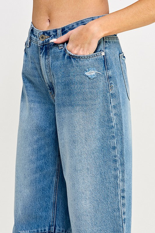 Ellie Mid Rise Barrel Jeans in Dark Wash