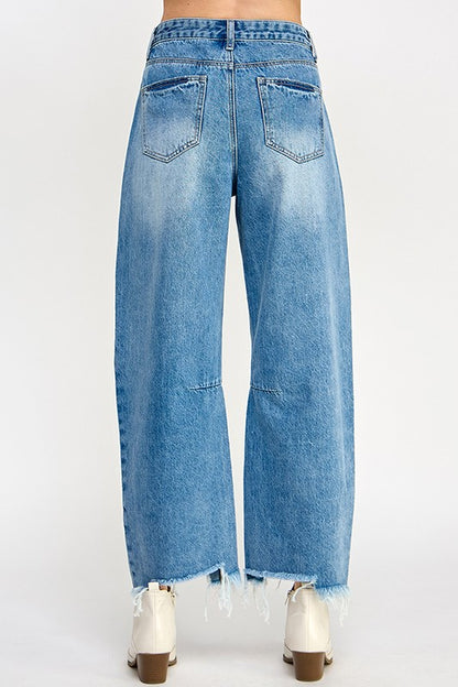 Ellie Mid Rise Barrel Jeans in Dark Wash