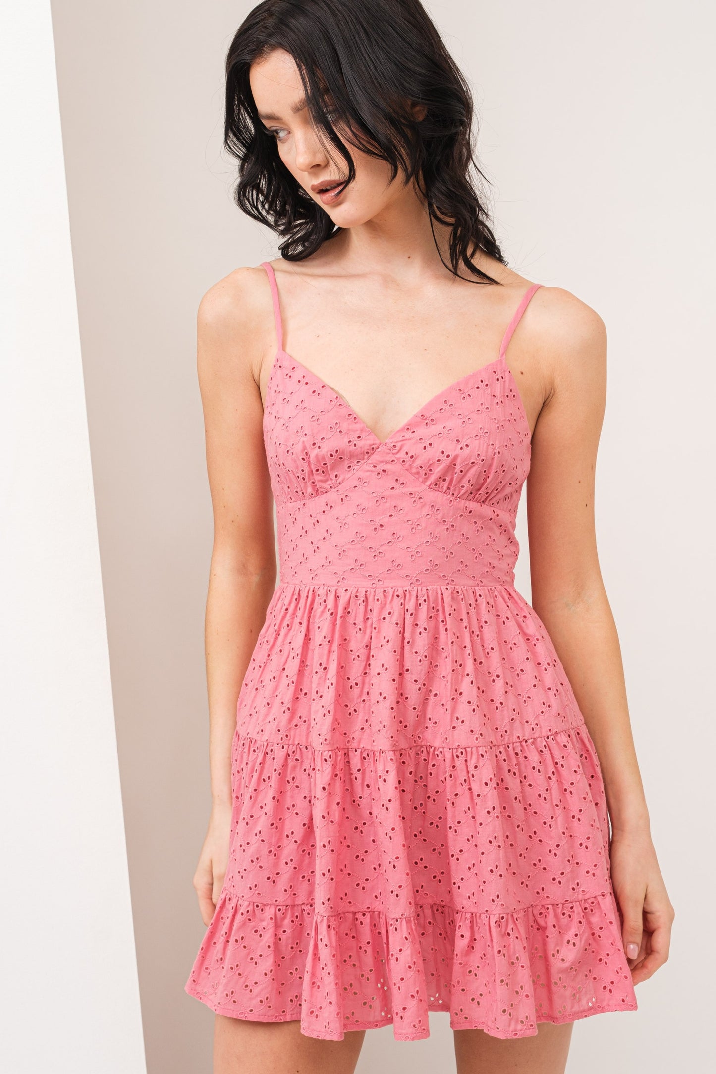 Holly Pink Eyelet Mini Dress