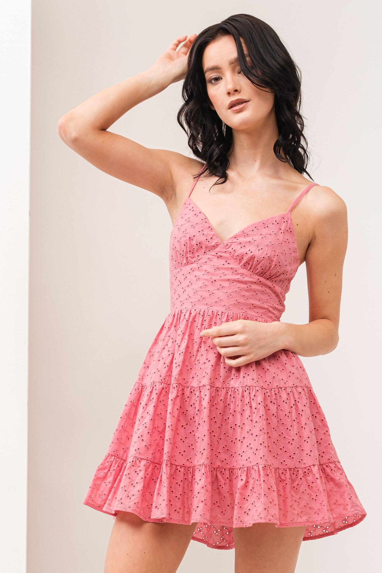 Holly Pink Eyelet Mini Dress