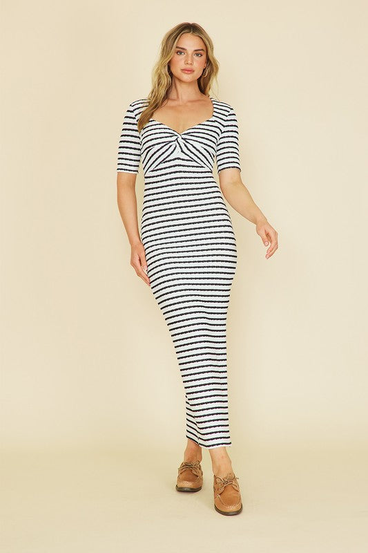 Ila Black White Stripe Knit Dress