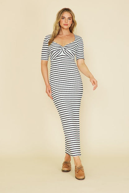 Ila Black White Stripe Knit Dress