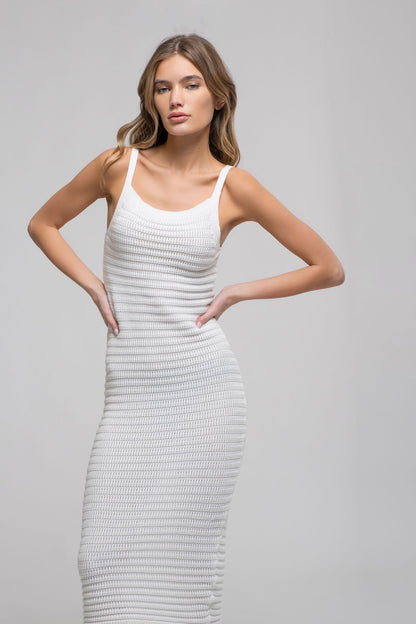 Dontella Creme Crochet Midi Dress