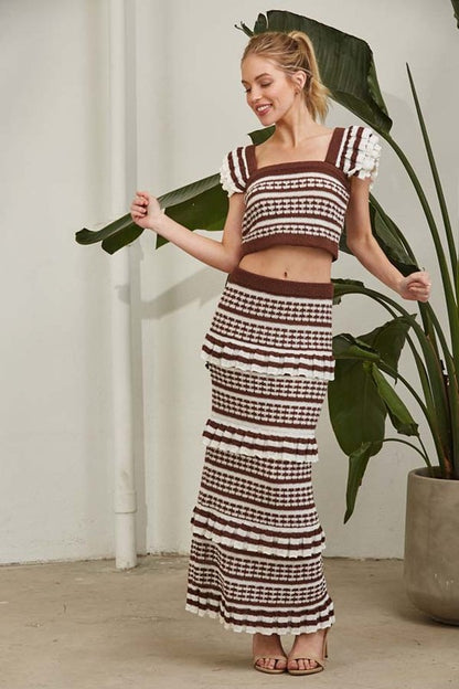 Cindy Brown & White Stripe Maxi Skirt