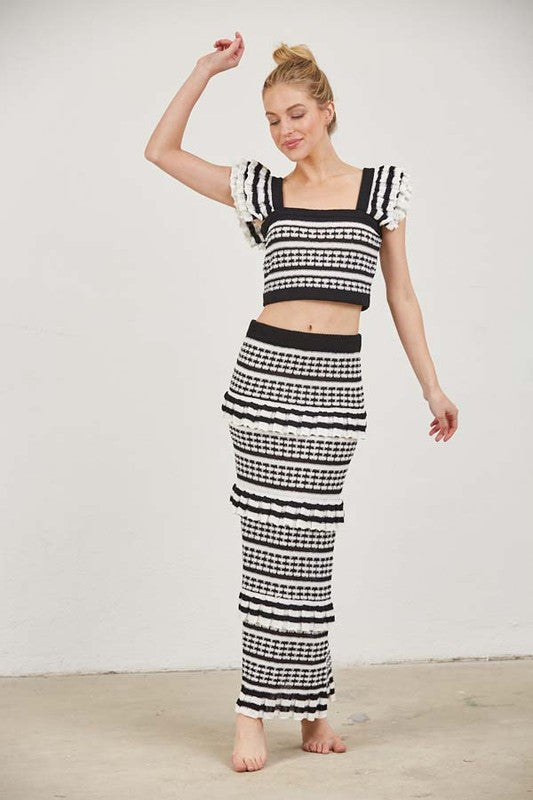 Cindy Black & White Stripe Maxi Skirt