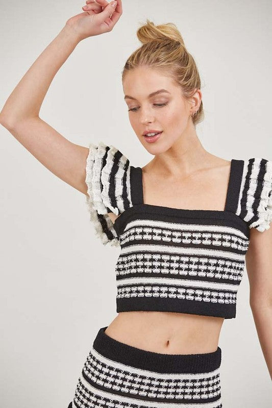 Cindy Black & White Stripe Top