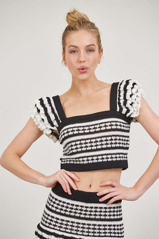 Cindy Black & White Stripe Top