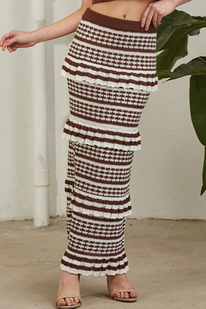 Cindy Brown & White Stripe Maxi Skirt