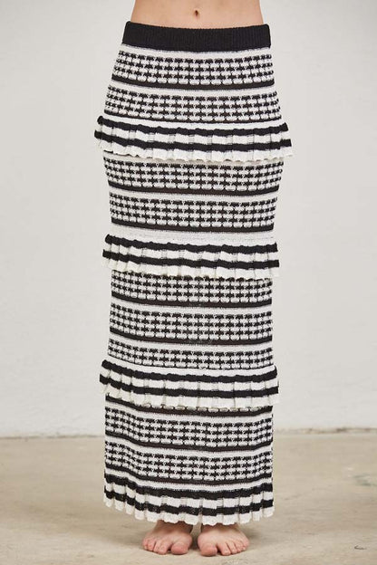 Cindy Black & White Stripe Maxi Skirt