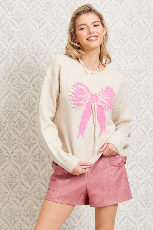 Ila Pink Bow Sweater