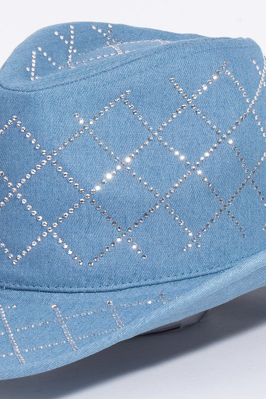 Denim Rhinestone Hat