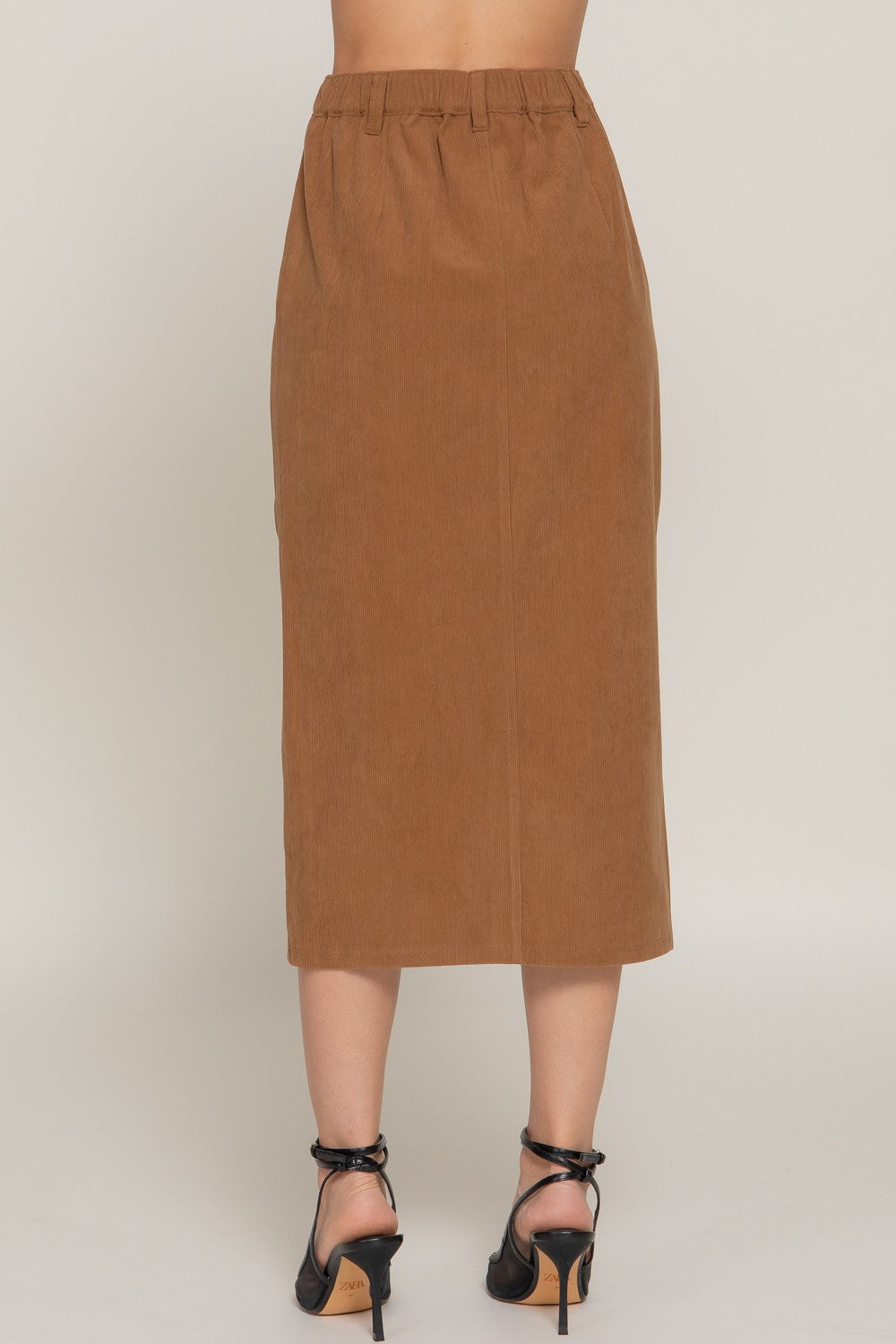 Camel Corduroy Midi Skirt