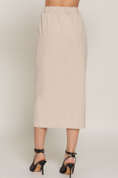 Cream Corduroy Midi Skirt