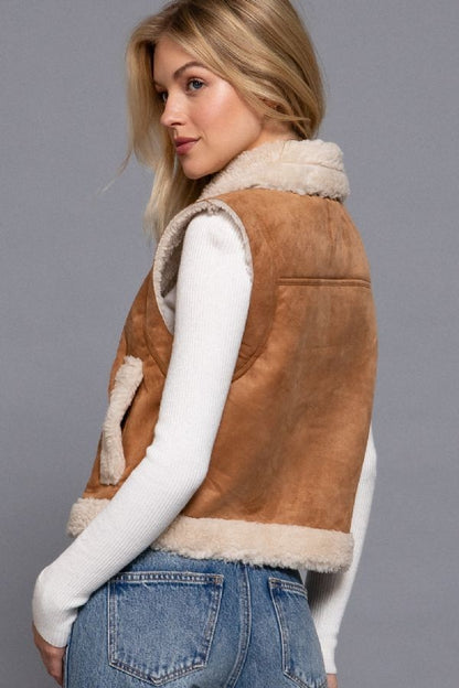 Yellowstone Camel Faux Suede Fur Vest