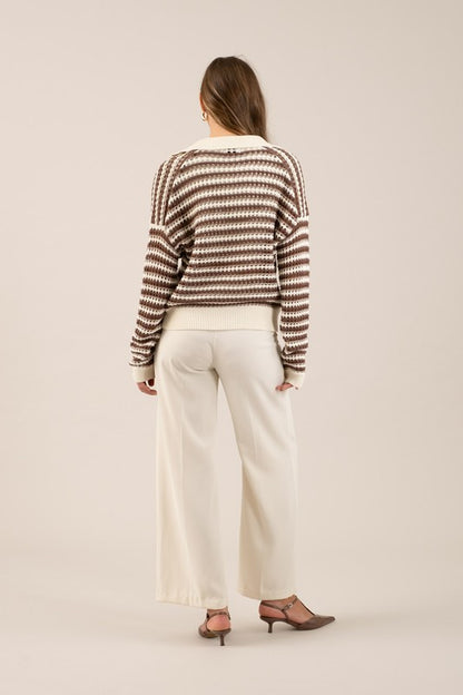 Ecru Wide Leg Dress Pants