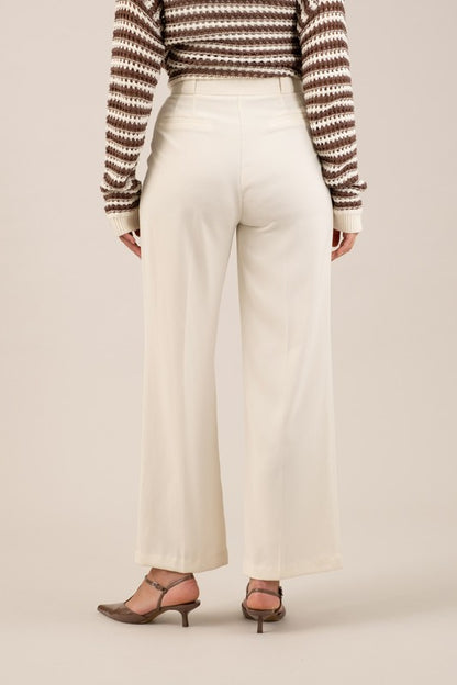 Ecru Wide Leg Dress Pants