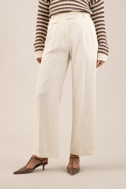 Ecru Wide Leg Dress Pants