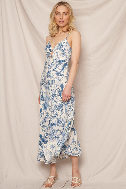 Lucy Navy Floral Long Dress