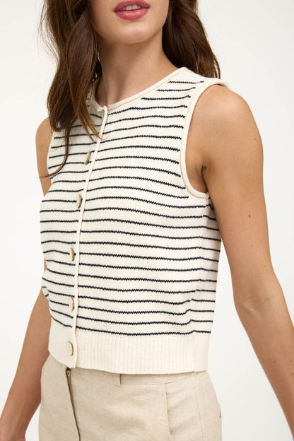 Alex Stripe Cream Top