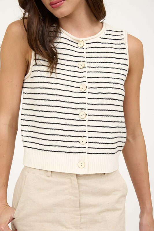 Alex Stripe Cream Top