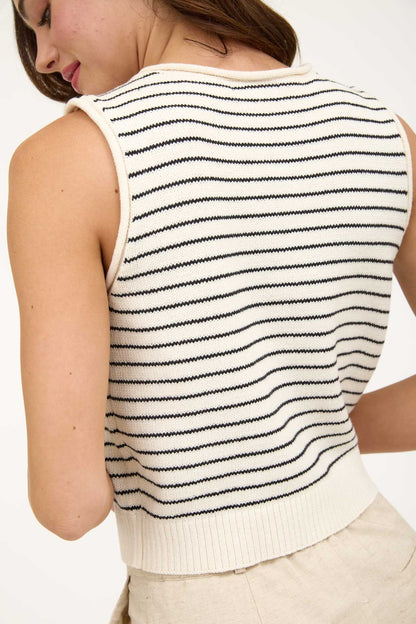 Alex Stripe Cream Top