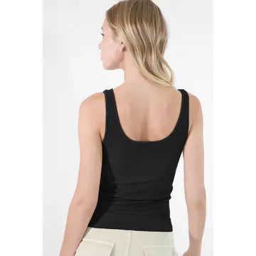 Lauren Ribbed Reversible Black Tank Top