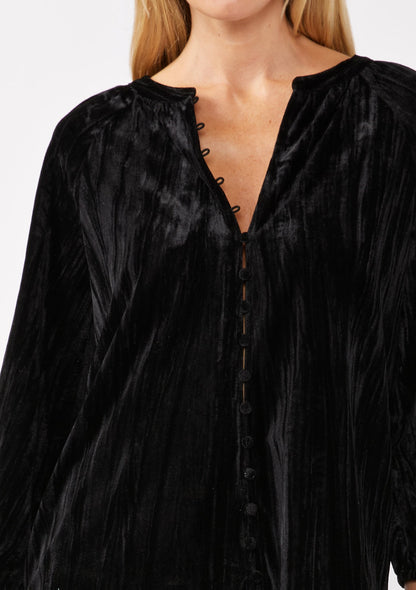 LS Black Velvet Blouse