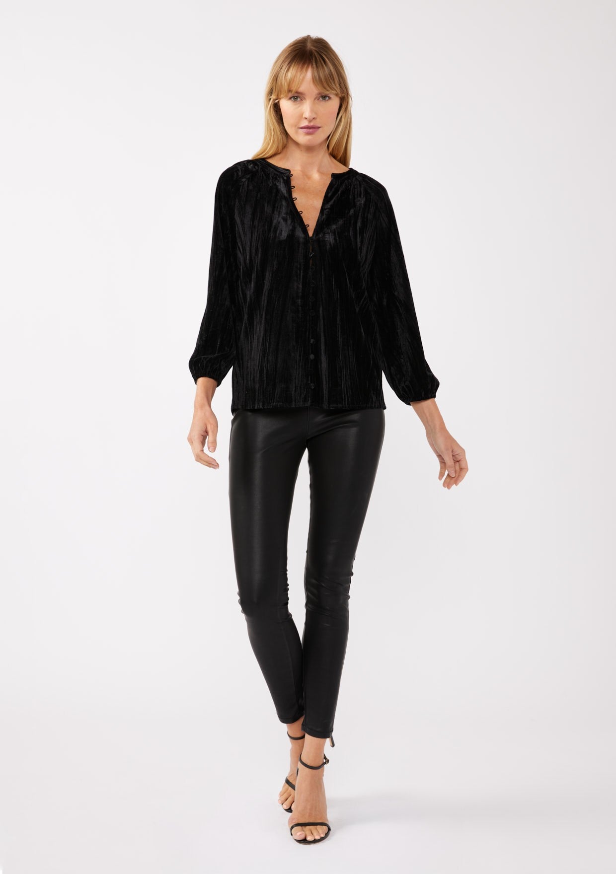 LS Black Velvet Blouse