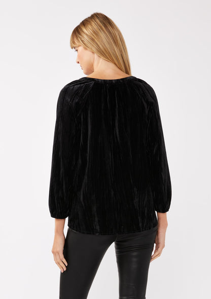 LS Black Velvet Blouse