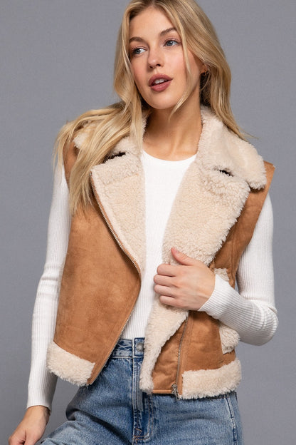 Yellowstone Camel Faux Suede Fur Vest