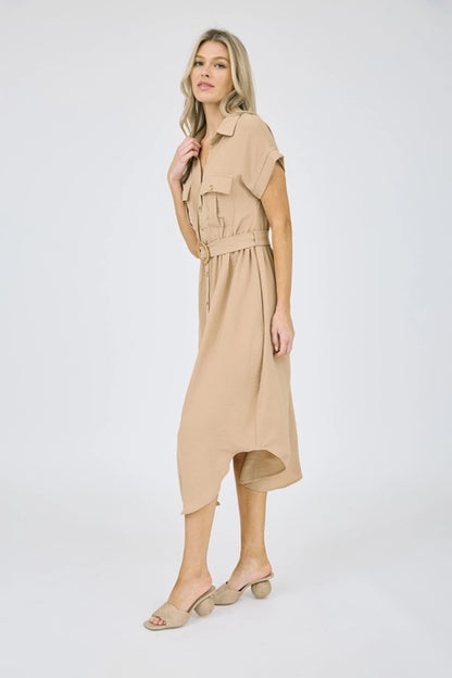 Tasha Tan Midi Belt Dress