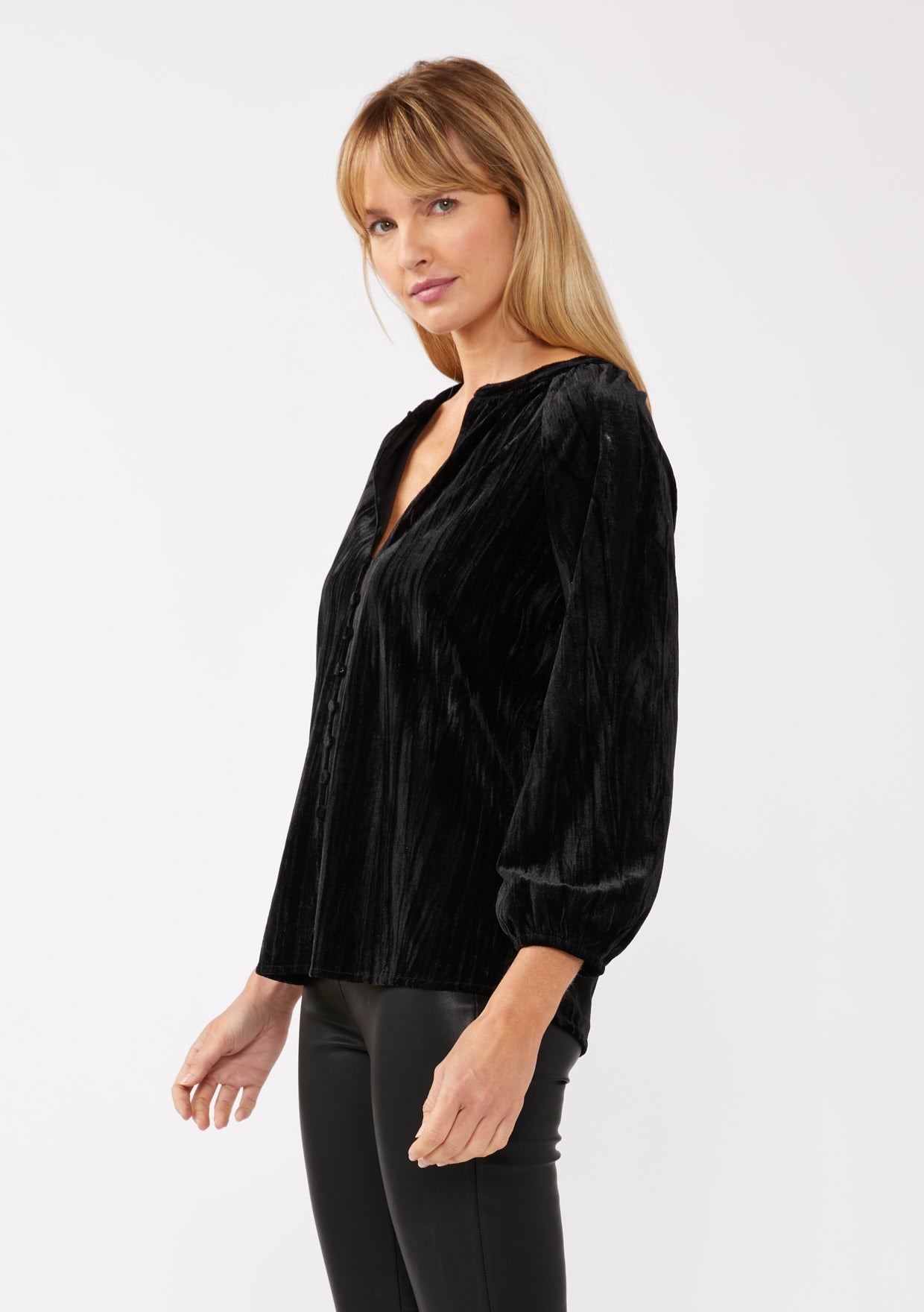 LS Black Velvet Blouse