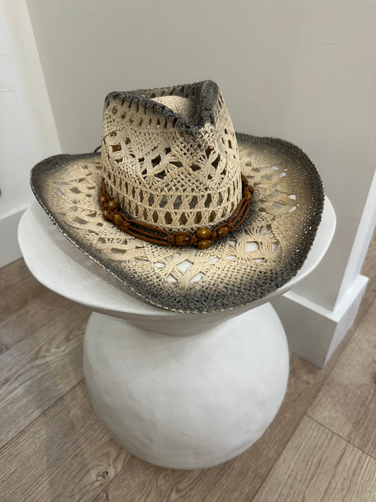 Tina Gray Beaded Western Hat