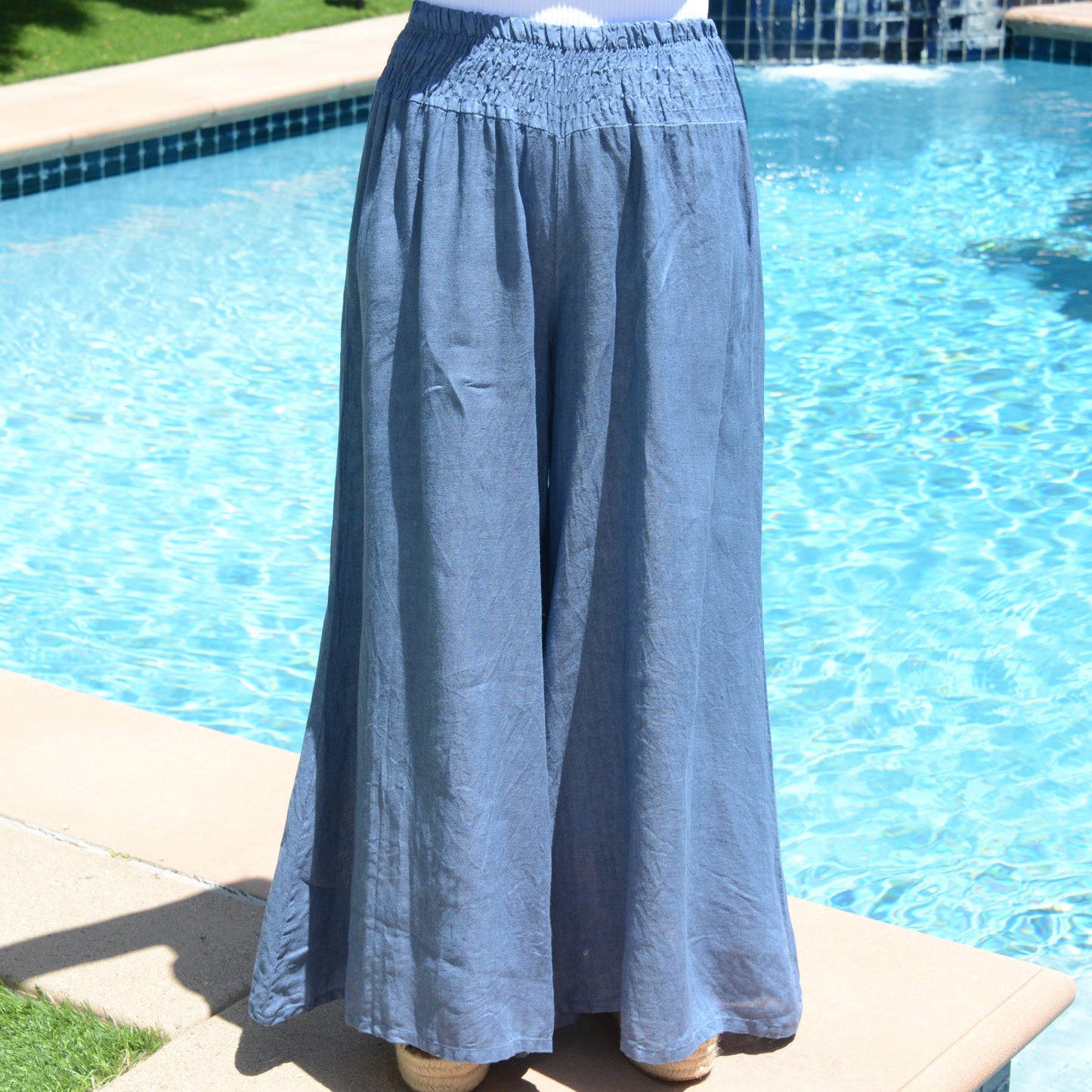 ITALY 100% Linen Pants (Blue)