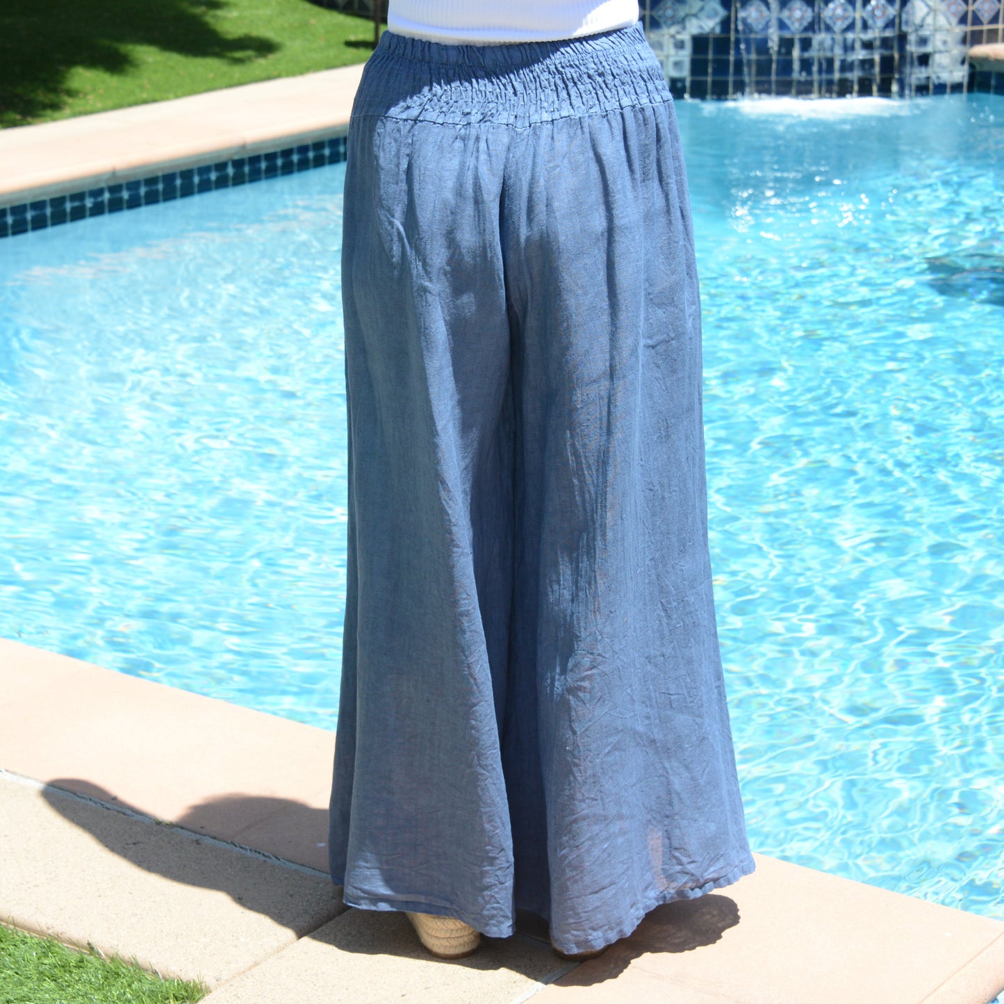 ITALY 100% Linen Pants (Blue)