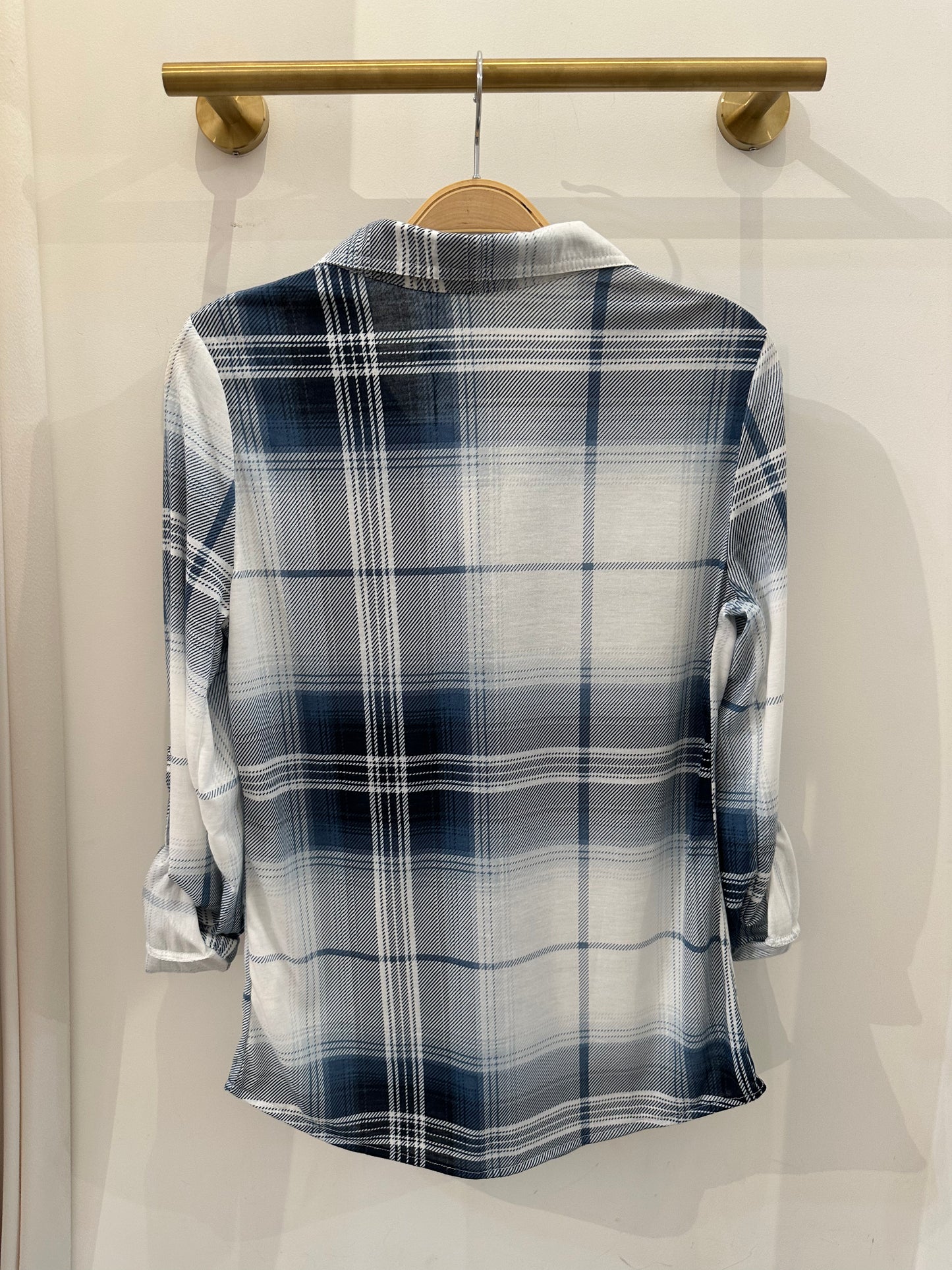 Free Bird Navy/White Plaid Shirt