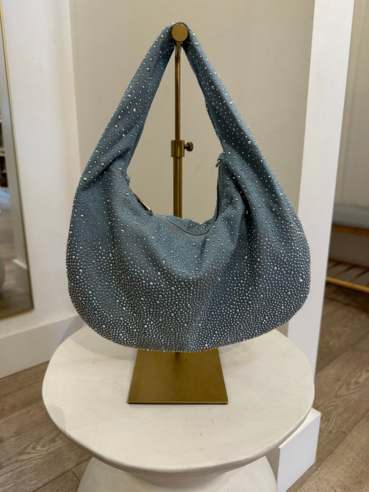 Olivia Light Denim Rhinestone Bag