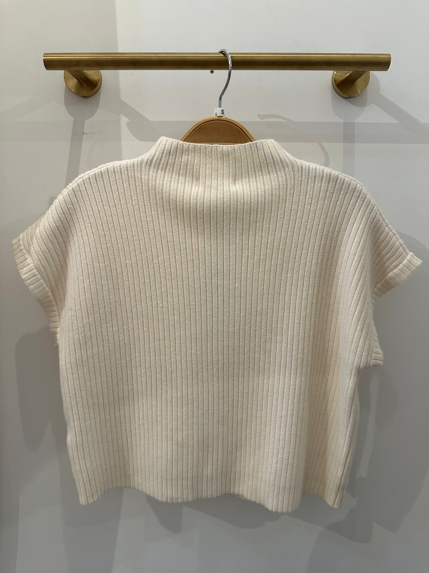 Cream Neck Drop Sweater