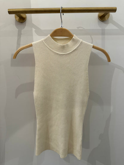 Cream Sleeveless Knit Top