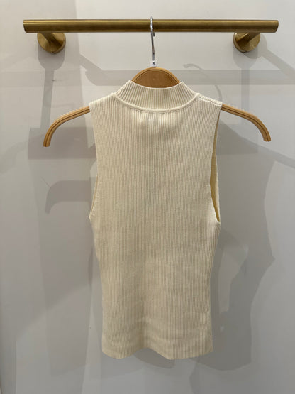 Cream Sleeveless Knit Top