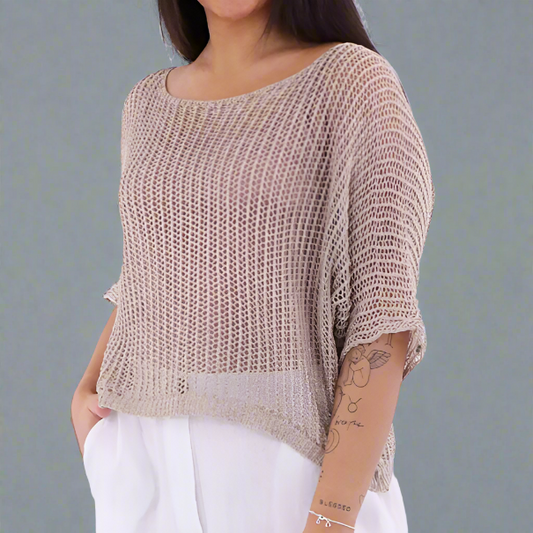 ITALY Weave Knit Sweater (Taupe)